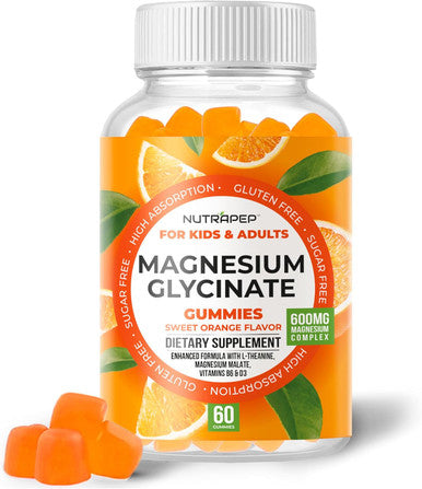 Magnesium Glycinate Gummies For Kids & Adults Women & Men - Sugar Gluten Non-Gmo Vegan Chewable Supplement