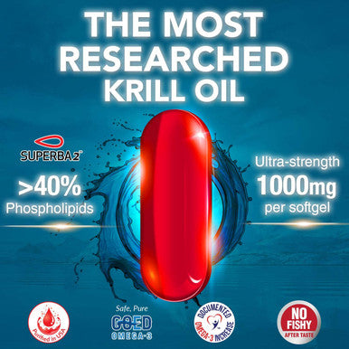 LABO Nutrition Perfect Krill 1000 mg Pure Ultra Strength Antarctic Krill Oil with Omega3s EPA DHA Phospholipids Choline Astaxanthin Heart Joint Brain Support Supplement 60 softgels