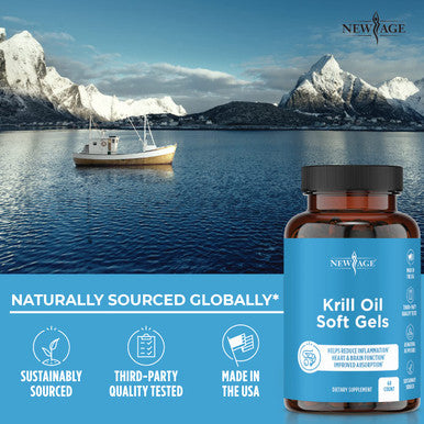 Antarctic Krill Oil 1000mg with Astaxanthin - 2 Pack - 120 Caps Omega 3 6 9 - EPA DHA - 100% Purified, Mercury Free and Wild Caught - Non GMO - Gluten Free - Pure Krill Oil by New Age