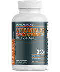 Bronson Vitamin K2 Mk-7 200Mcg Extra Strength, 250 Vegetarian Tablets