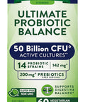 Probiotic 50 Billion CFU | 200mg Prebiotics | 60 Capsules | Vegetarian, Non GMO & Gluten Supplement for Men and Women | Supports Digestive Balance | by Nature's Truth
