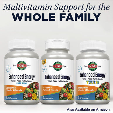 Kal Enhanced Energy Supplements, Once Daily Whole Food Multivitamin For Women And Men, Iron Free, 23 Essential Vitamins, Minerals, Super Foods, Digestive Enzymes, 60-Day , 60 Serv, 60 Vegtabs
