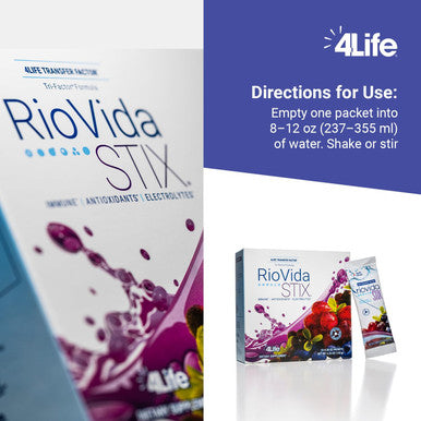 4Life Transfer Factor RioVida Stix Tri-Factor Formula - Support Healthy Immune System with Elderberry Blueberry Pomegranate and Acai - Antioxidant Support - 15 Powder Packs
