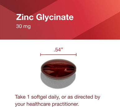 Protocol Zinc Glycinate 30Mg - With Albion Traacs Zinc - Zinc Glycinate Supplement - Immune System Support - Keto Friendly & Dairy - 120 Softgels