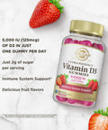 Solgar Vitamin D3 Gummies For Adults 5 000Iu Ultra Potency Vitamin Immune System Support For Women & Men - Tasty Strawberry Flavor Gluten & Gelatin Free Gummy 2 Month Supply 60 Servings 2G Sugar