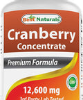 Best Naturals Cranberry Pills 3X Concentrate Veggie Capsule 12600 mg 180 Count (817716010755)