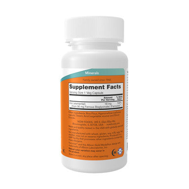 NOW Foods Iron 18 mg 120 Veg Capsules