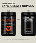 Codeage Multi Collagen Peptides Powder + Probiotics Black Edition Vitamin C Hyaluronic Acid Powder Supplement Grass-Fed Hydrolyzed Zero Carbs Type I II III V & X Unflavored 10.58oz