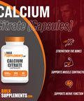 BulkSupplements Calcium Citrate Capsules - Calcium Supplements for Bone Health - Unflavored - 1000mg (210mg of Calcium) (180 Capsules)