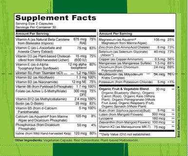 NATURELO Whole Food Multivitamin for Teenage Boys - Vitamins and Minerals Supplement for Active Kids - with Plant Extracts - Non-GMO - Vegan & Vegetarian - 60 Count (Pack of 2)