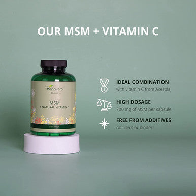MSM Capsules VegaveroÃƒâ€šÃ‚Â® | 2100 mg | with Natural Vitamin C | NO ADDITIVES | 270 Capsules | Vegan & Lab-Tested Methylsulfonylmethane