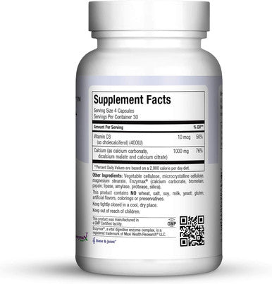Maxi Health Cal-D-Max - Calcium Citrate - with Vitamin D3 - Bone Support - 120 Capsules - Kosher