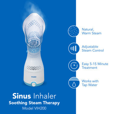 Vicks Personal Sinus Steam Inhaler with Soft Face Mask Face Humidifier with Targeted Steam Relief Aids with Sinus Problems, Congestion and Cough