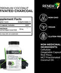 Renew Actives Activated Charcoal Supplement - Digestive Support & Teeth Whitening Formula, No Artificial Ingredients - 60 Capsules