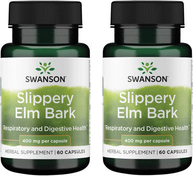 Swanson Slippery Elm Bark 400 mg 60 Caps (2 Pack)