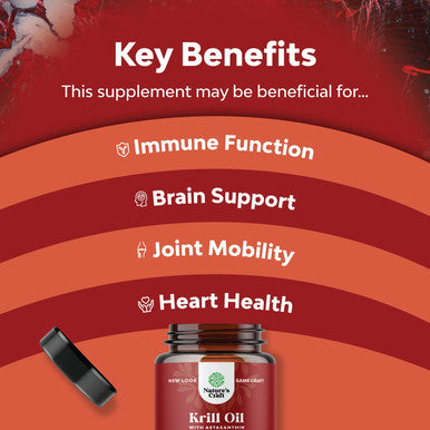 Antarctic Krill Oil Softgels - High Absorption Krill Oil Omega 3 Fatty Acid Supplement with Potent EPA DHA Astaxanthin and Phospholipids - Wild Caught Burpless Fish Oil Omega 3 Supplement (30 Count)