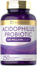 Carlyle Acidophilus Probiotic | 500 Million Cfu | 250 Capsules Non-Gmo & Gluten Free | Probiotic For Men & For Women