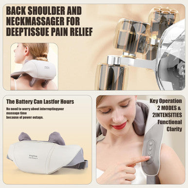 Fsa Hsa Eligible Neck Massager, Portable Neck Massager For Pain Relief - Neck, Shoulder, Back Heated Massager - Deep Tissue Massage For Muscles With Shiatsu Heat For Back Pain, Stress