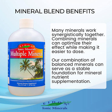 Eidon Multiple Minerals Supplement Minerals for Water Liquid Vitamins AllNatural Bioavailable Ionic Vegan Gluten No Additives or Preservatives 18 Ounce Bottle