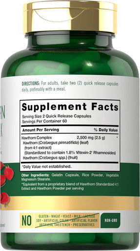 Carlyle Hawthorn Berry Complex | 2500mg | 120 Capsules | Extract Powder Pills | Non-GMO & Gluten Supplement