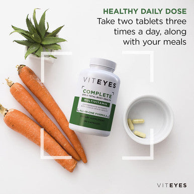 Viteyes Complete Eye Total Body Health Multivitamin Nutritional Supplement 180 Capsules White