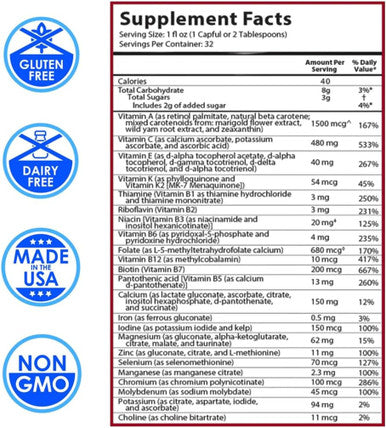 Drucker Labs 2.0 Organic Liquid Trace Minerals, Liquid Multivitamin For Kids, Immune Support, Non Gmo, Dairy Free, Gluten Free, Magnesium, Vitamin D, C, E, Zinc, (32 Oz., Fruity Raspberry)