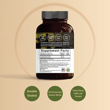 St Johns Wort Supplement 1500mg Per Serving with 2250mcg Hypericin 2 in 1 Formula St Johns Wort Complex 200 Capsules Promote Emotional Balance Joyful Mood Stress Response