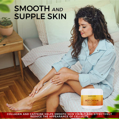 MAJESTIC PURE Hot Cream - for Cellulite, Soothing, Relaxing, Tightening & Slimming - with Collagen, Turmeric, Vitamin A, E, - Body Firming Cream, 4 oz