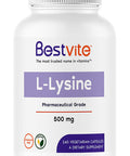 L-Lysine 500mg per Capsule (240 Vegetarian Capsules) - No Stearates - No Fillers - No Flow Agents - Vegan - Non GMO - Gluten Free - No Stearic Acid - No Dicalcium Phosphate