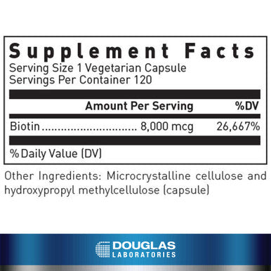 Douglas Laboratories Biotin 8 Mg | Vitamin B7 To Support Glucose Metabolism Enzyme Production And Nerve Function | 120 Capsules