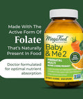 MegaFood Baby & Me 2 Prenatal Vitamin And Minerals - Vitamins For Women - With Folate (Folic Acid Natural Form) Choline Iron Iodine And Vitamin C Vitamin D And More - 120 Tabs (60 Servings)