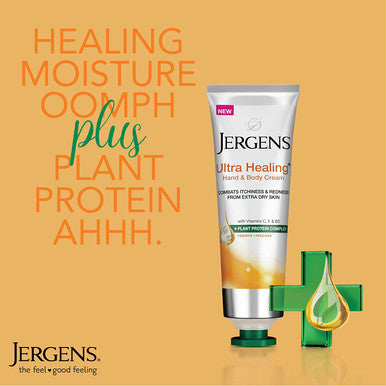 Jergens Ultra Healing Hand & Body Cream for Dry Skin, 3.4 Ounces, Formulated with Vitamins C, E & B5 plus Plant Protein Complex, for Extra Dry Skin Relief