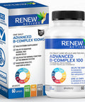 Renew Actives Vitamin B Complex 100: Advanced Comprehensive Wellness - 100% Of B1, B2, B3, B5, B-6, B-12. Promotes Normal Growth, Tissue Formation, & Liver Function - Essential For Health - 60 Caps