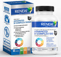 Renew Actives Vitamin B Complex 100: Advanced Comprehensive Wellness - 100% Of B1, B2, B3, B5, B-6, B-12. Promotes Normal Growth, Tissue Formation, & Liver Function - Essential For Health - 60 Caps