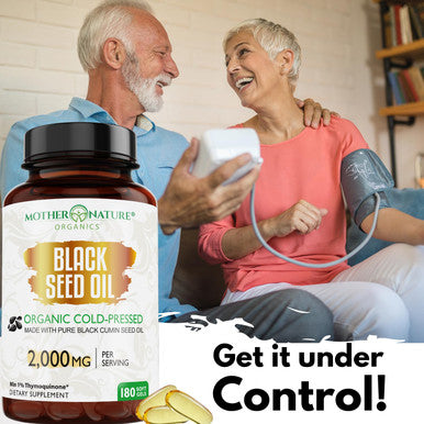 Mother Nature Organics Superfoods for Organic Living Organic Black Seed Oil Capsules - 3 Month Supply - 180 Count (2000Mg Per Serving) High Potency, Organic Cold Pressed Nigella Sativa Oil (Non-Gmo)