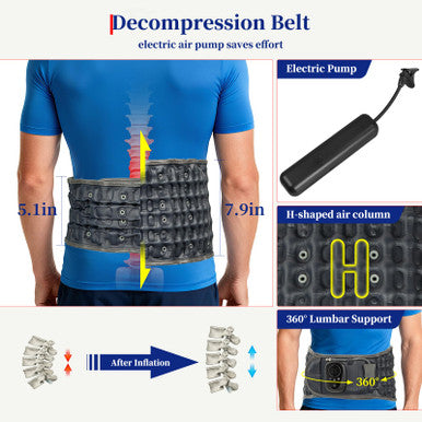Hongjing Red Light Massage Decompression Belt For Instant Lower Back Pain Relief Pump Up Lumbar Support Brace Inflatable Back Reliever With Electric Pump One Sizes Fits 29-49 Waist