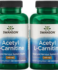 Swanson Acetyl-L-Carnitine - Amino Acid Supplement Promoting Cognitive Health & Muscle Support - Natural Formula May Promote Nervous System Health - (100 Veggie Capsules) 2 Pack