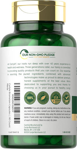 Carlyle Bromelain 1700 mg | 90 Capsules | Pineapple Enzyme Supplement | Non-GMO and Gluten