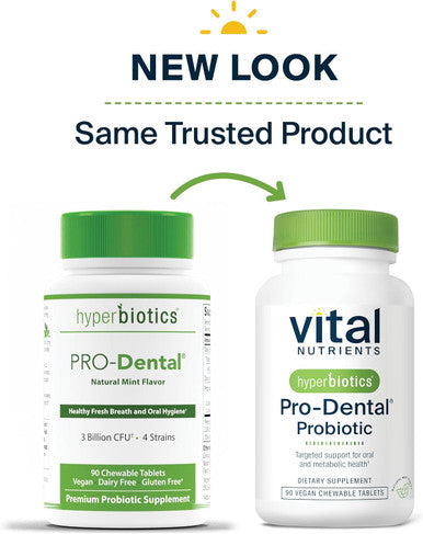 Hyperbiotics Pro Dental Probiotic with BLIS K12 and M18 | Premium Vegan Probiotic for Oral Health and Bad Breath | Sugar | Mint Chewable Tablet | Gluten and Dairy | 90 Count