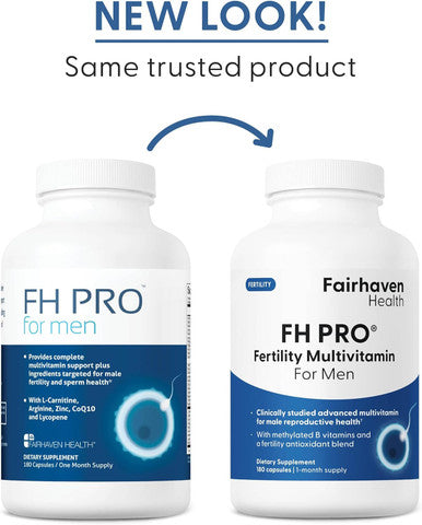 Fairhaven Health Fh Pro For Men Premium Fertility Supplement For Men Optimal Count Support And Motility For Him Male Multivitamin For Conception Support 180 Capsules 1 Month Supply