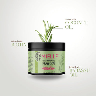 Mielle Organics Rosemary Mint Strengthening Edge Gel, Biotin & Essential Oil Hair Styling Treatment, 2 Ounces