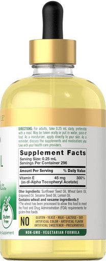 Carlyle Vitamin E Oil | 30000 IU | 2.5 fl oz | Ingestible & Topical Grade | Moisturizing for Skin | Vegetarian Non-GMO Gluten Supplement