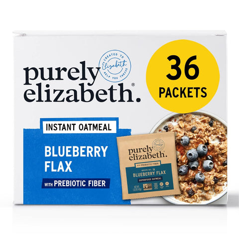 Purely Elizabeth Classic Cinnamon Superfood Oatmeal, with Prebiotic Fiber, Gluten Free & Non-GMO, 9.12 Oz (Pack of 6) (6 Pack, Blueberry Flax)