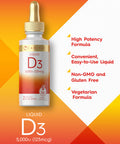 Carlyle Liquid Vitamin D3 | 5000 Iu (125 Mcg) | 2 Oz | Vegetarian, Non-Gmo, And Gluten Free Supplement | Vitamin D Liquid Drops
