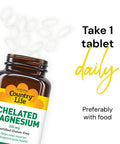 Country Life Chelated Magnesium 250Mg Supports Bone And Immune Health Daily Supplement 180 Ct
