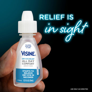 Visine Dry Eye Relief All Day Comfort Lubricant Eye Drops For Up To 10 Hours Of Comfort Dry Eye Drops With Polyethylene Glycol 0.5 Fl. Oz