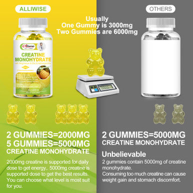 Alliwise Creatine Monohydrate Gummy For Men & Women, Sugar-Free Creatine Monohydrate Supplement With Magnesium & Zinc & Ashwagandha, For Muscle Builder & Strength, Energy, Pre Workout Support