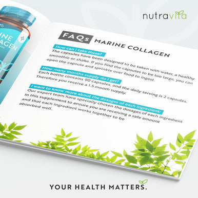Marine Collagen 1000Mg Enhanced With Hyaluronic Acid 100Mg - 90 Super Strength Capsules - Hydrolysed Collagen Supplements - Vitamin C, Vitamin E, Vitamin B2, Zinc, Copper - Made In The Uk By Nutravita