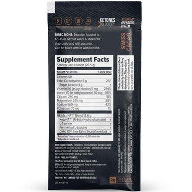 Keto//OS NATÃƒâ€šÃ‚Â® Swiss Cacao Keto Supplements Ãƒâ€šÃ¢â‚¬â€œ Charged - Exogenous Ketones - BHB Salts Ketogenic Supplement for Workout Energy Boost - Fat Burner Supplements for Men and Women (20 Count)