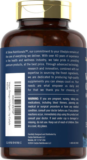 Carlyle Vegan Omega 3 Supplement | 150 Softgels | from Algae Oil | Non-GMO & Gluten | by Tahoe Nutritionals